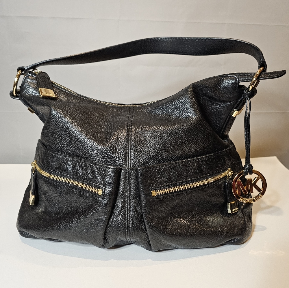 Michael Kors Black Leather Satchel Shoulder Handbag
